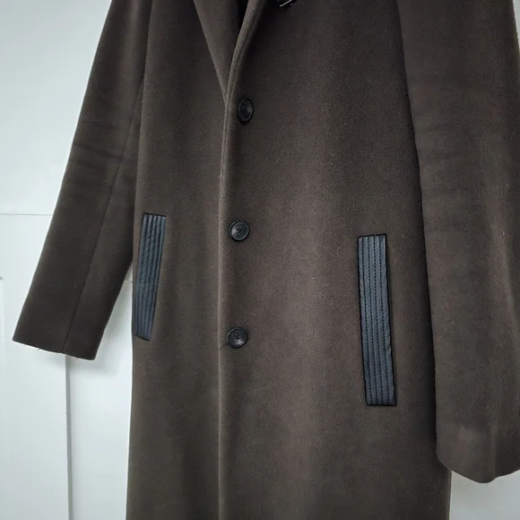 Marc New York Long Wool Blend Moto Single Breasted Overcoat in Olive - Picture 3 of 10